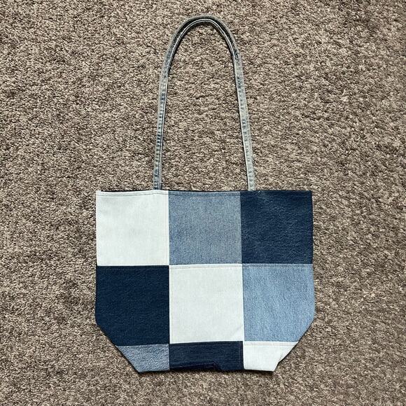Handmade Upcycled Vintage Fabric Tote Bag Patchwork Denim Carry All Shoulder Bag - Picture 5 of 9